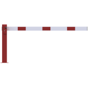 Compact hand barrier | with fixed support post | clear width: 1500 mm | with profile cylinder lock | hot-dip galvanized and coated red / white